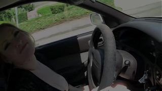 Blonde slut with big boobs, Vicky Vixen, is masturbating in a public toilet, all while…